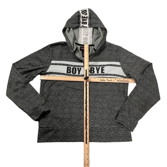 THRILL 94 Women's 3X Full Zip Hoodie Cotton Blend Zipper Graphic Print Gray - Picture 3 of 9
